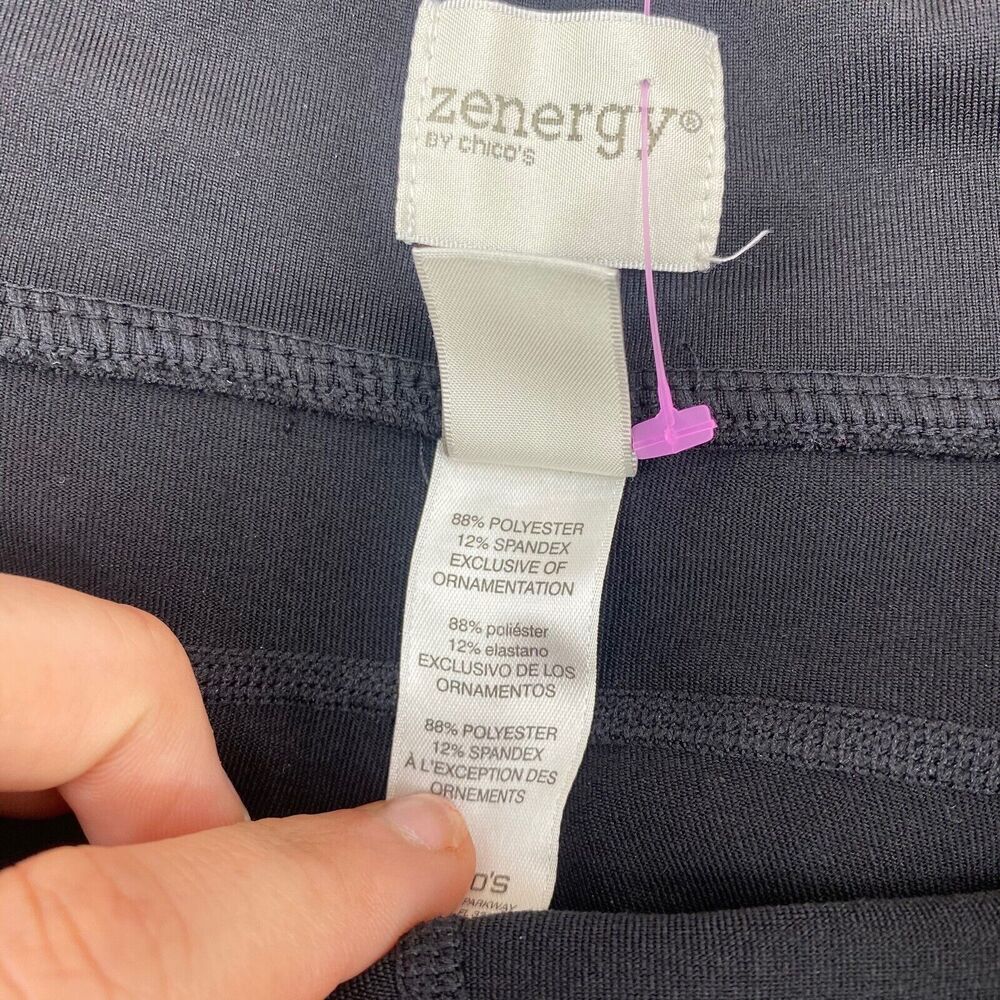 Chico's Zenergy Women's Blocked Full Length Active Leggings Sz 1/M/8 Black White - Picture 6 of 8